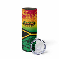 Hapi 44th Indipendens Dei Vanuatu Skinny Tumbler Yumi 1980 with Vanuatuan Beach Landscape