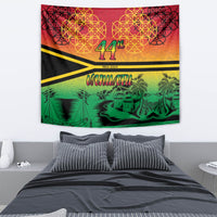 Hapi 44th Indipendens Dei Vanuatu Tapestry Yumi 1980 with Vanuatuan Beach Landscape