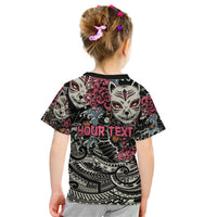 Personalized Japanese Kitsune Mask Kid T Shirt With Polynesian Arty Style LT9 - Polynesian Pride