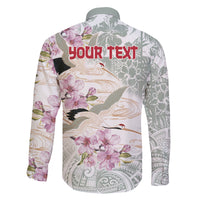 Personalized Japanese Shirasagi Bird Family Matching Summer Maxi Dress and Hawaiian Shirt Sakura and Hibiscus Polynesian Pattern LT9 - Polynesian Pride