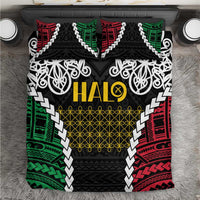Halo Vanuatu Pride Bedding Set Vanuatuan Sand Drawing Pattern LT9 Black - Polynesian Pride