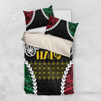 Halo Vanuatu Pride Bedding Set Vanuatuan Sand Drawing Pattern LT9 US Twin 172cm x 218cm Black - Polynesian Pride