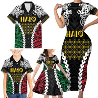 Halo Vanuatu Pride Family Matching Short Sleeve Bodycon Dress and Hawaiian Shirt Vanuatuan Sand Drawing Pattern