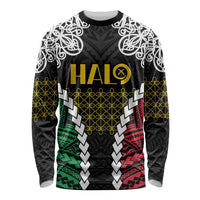 Halo Vanuatu Pride Long Sleeve Shirt Vanuatuan Sand Drawing Pattern