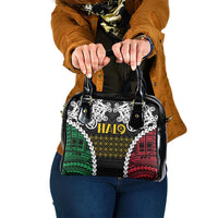 Halo Vanuatu Pride Shoulder Handbag Vanuatuan Sand Drawing Pattern LT9 One Size Black - Polynesian Pride