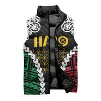 Halo Vanuatu Pride Sleeveless Puffer Jacket Vanuatuan Sand Drawing Pattern - Polynesian Pride