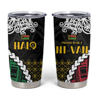 Halo Vanuatu Pride Tumbler Cup Vanuatuan Sand Drawing Pattern LT9 Black - Polynesian Pride