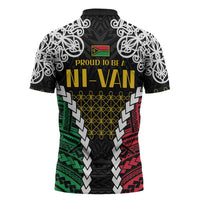 Halo Vanuatu Pride Zipper Polo Shirt Vanuatuan Sand Drawing Pattern - Polynesian Pride