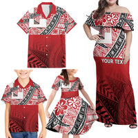 Malo e lelei Tonga Family Matching Off Shoulder Maxi Dress and Hawaiian Shirt Ngatu Tokelau Feletoa Fata Traditional Polynesian Pattern