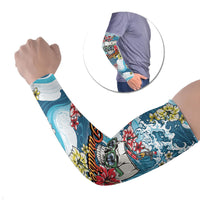 Hawaii Santa Skeleton Surfing Personalized Arm Sleeves Mele Kalikimaka i Iulai!