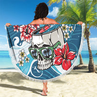 Hawaii Santa Skeleton Surfing Personalized Beach Blanket Mele Kalikimaka i Iulai!