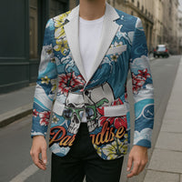 Hawaii Santa Skeleton Surfing Personalized Blazer Mele Kalikimaka i Iulai!
