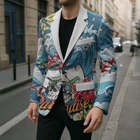 Hawaii Santa Skeleton Surfing Personalized Blazer Mele Kalikimaka i Iulai!