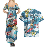 Hawaii Santa Skeleton Surfing Personalized Couples Matching Summer Maxi Dress and Hawaiian Shirt Mele Kalikimaka i Iulai! LT9 - Polynesian Pride