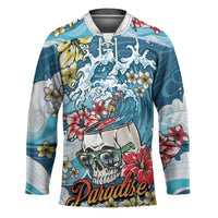 Hawaii Santa Skeleton Surfing Personalized Hockey Jersey Mele Kalikimaka i Iulai!