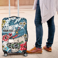 Hawaii Santa Skeleton Surfing Personalized Luggage Cover Mele Kalikimaka i Iulai!