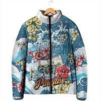 Hawaii Santa Skeleton Surfing Personalized Padded Jacket Mele Kalikimaka i Iulai!