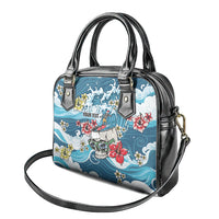Hawaii Santa Skeleton Surfing Personalized Shoulder Handbag Mele Kalikimaka i Iulai!