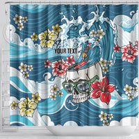 Hawaii Santa Skeleton Surfing Personalized Shower Curtain Mele Kalikimaka i Iulai!