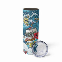 Hawaii Santa Skeleton Surfing Personalized Skinny Tumbler Mele Kalikimaka i Iulai! LT9 - Polynesian Pride