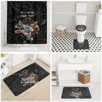 Custom Rugby Southern Hemisphere Bathroom Set Argentina AUNZ South Africa Mascot Black - Polynesian Pride