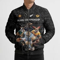 Custom Rugby Southern Hemisphere Bomber Puffer Jacket Argentina AUNZ South Africa Mascot Black - Polynesian Pride