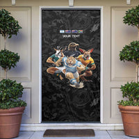 Custom Rugby Southern Hemisphere Door Cover Argentina AUNZ South Africa Mascot Black - Polynesian Pride