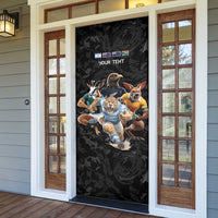 Custom Rugby Southern Hemisphere Door Cover Argentina AUNZ South Africa Mascot Black - Polynesian Pride