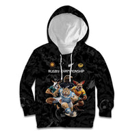 Custom Rugby Southern Hemisphere Kid Hoodie Argentina AUNZ South Africa Mascot Black - Polynesian Pride