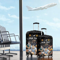 Custom Rugby Southern Hemisphere Luggage Cover Argentina AUNZ South Africa Mascot Black - Polynesian Pride