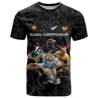 Custom Rugby Southern Hemisphere T Shirt Argentina AUNZ South Africa Mascot Black - Polynesian Pride