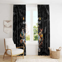 Custom Rugby Southern Hemisphere Window Curtain Argentina AUNZ South Africa Mascot Black - Polynesian Pride