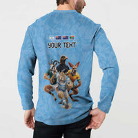 Custom Rugby Southern Hemisphere Button Sweatshirt Argentina AUNZ South Africa Mascot Blue - Polynesian Pride