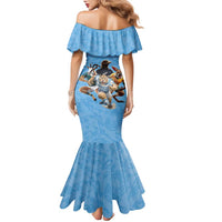 Custom Rugby Southern Hemisphere Family Matching Mermaid Dress and Hawaiian Shirt Argentina AUNZ South Africa Mascot Blue LT9 - Polynesian Pride
