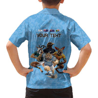 Custom Rugby Southern Hemisphere Kid Hawaiian Shirt Argentina AUNZ South Africa Mascot Blue LT9 - Polynesian Pride