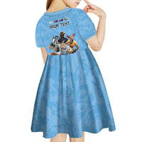 Custom Rugby Southern Hemisphere Kid Short Sleeve Dress Argentina AUNZ South Africa Mascot Blue LT9 - Polynesian Pride