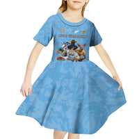 Custom Rugby Southern Hemisphere Kid Short Sleeve Dress Argentina AUNZ South Africa Mascot Blue LT9 - Polynesian Pride