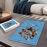 Custom Rugby Southern Hemisphere Puzzle Argentina AUNZ South Africa Mascot Blue - Polynesian Pride