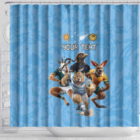 Custom Rugby Southern Hemisphere Shower Curtain Argentina AUNZ South Africa Mascot Blue - Polynesian Pride