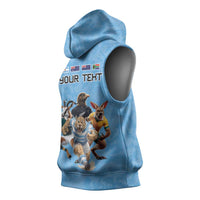 Custom Rugby Southern Hemisphere Sleeveless Hoodie Argentina AUNZ South Africa Mascot Blue - Polynesian Pride