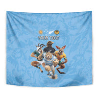 Custom Rugby Southern Hemisphere Tapestry Argentina AUNZ South Africa Mascot Blue - Polynesian Pride