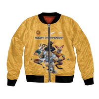 Custom Rugby Southern Hemisphere Bomber Jacket Argentina AUNZ South Africa Mascot Gold - Polynesian Pride