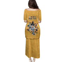 Custom Rugby Southern Hemisphere Family Matching Puletasi and Hawaiian Shirt Argentina AUNZ South Africa Mascot Gold - Polynesian Pride