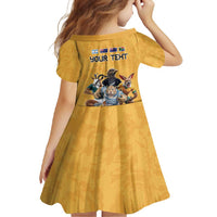 Custom Rugby Southern Hemisphere Family Matching Short Sleeve Bodycon Dress and Hawaiian Shirt Argentina AUNZ South Africa Mascot Gold - Polynesian Pride