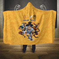 Custom Rugby Southern Hemisphere Hooded Blanket Argentina AUNZ South Africa Mascot Gold LT9 - Polynesian Pride