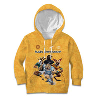 Custom Rugby Southern Hemisphere Kid Hoodie Argentina AUNZ South Africa Mascot Gold - Polynesian Pride