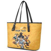 Custom Rugby Southern Hemisphere Leather Tote Bag Argentina AUNZ South Africa Mascot Gold - Polynesian Pride