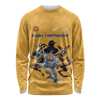 Custom Rugby Southern Hemisphere Long Sleeve Shirt Argentina AUNZ South Africa Mascot Gold - Polynesian Pride