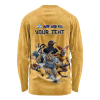 Custom Rugby Southern Hemisphere Long Sleeve Shirt Argentina AUNZ South Africa Mascot Gold - Polynesian Pride