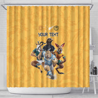 Custom Rugby Southern Hemisphere Shower Curtain Argentina AUNZ South Africa Mascot Gold LT9 - Polynesian Pride